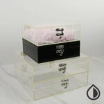 Custom acrylic box with premium clear finish, ideal for packaging, display, and storage. Available in various sizes with personalization options.